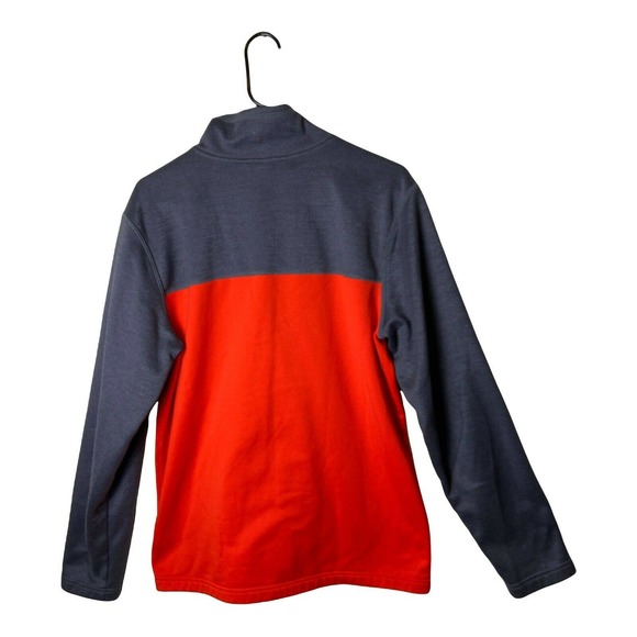 Marmot Men's Medium Orange Gray Fleece Lightweight 1/2 Half Zip Mock Pullover - Picture 3 of 5